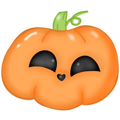 Pumpkin drawing on window as Halloween decoration in apartment