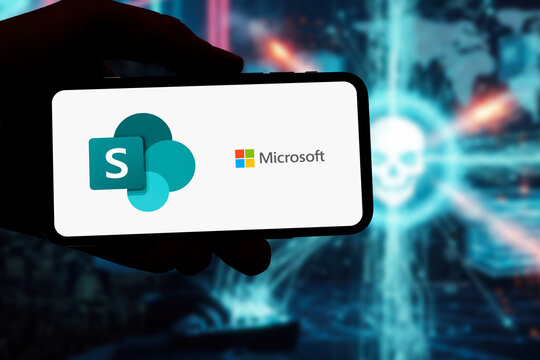 Guilherand-Granges, France - July 21, 2025. Microsoft SharePoint faces global cyber attacks exploiting a critical zero-day vulnerability in on-premises servers, affecting businesses and agencies.