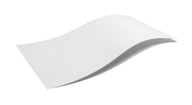 Wavy sheet of paper isolated PNG with Transparent Background