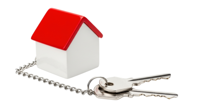 Toy house with keys for real estate concept isolated PNG with Transparent Background