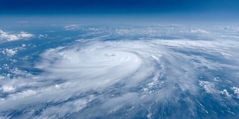 Swirling Hurricane Majesty: Aerial View of Nature's Fury, Intense Storm System, Atmospheric Phenomenon, Powerful Weather Event, Eye of the Tempest, Dramatic Cloud Formation
