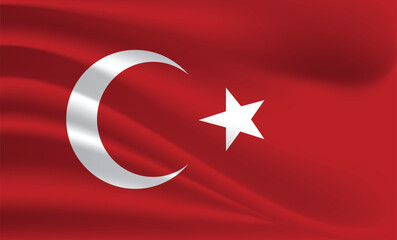 The Turkish national flag flies on a striking bright red background, featuring a white crescent moon and a five-pointed star, powerful symbols of the country's identity and cultural heritage.