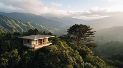 Fototapeta premium experience ecofriendly travel by exploring unique locations that boast ecoconscious hotels and hostels