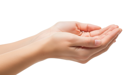 Cupped hands gesture of giving or receiving isolated PNG with Transparent Background