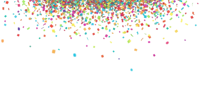 Falling festive confetti for celebration or party design isolated PNG with Transparent Background