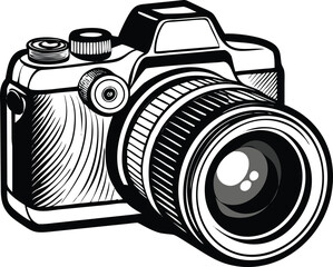 Camera Silhouette Vector Illustration | Minimal Black Outline Design
