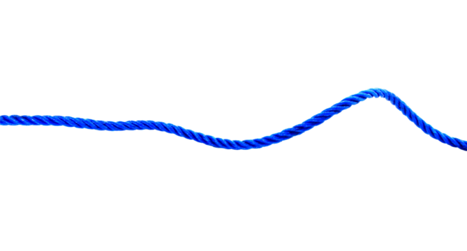 1 blue rope, coiled into shape isolated on white background.
