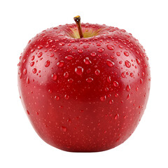 Red apple with water droplets isolated on a transparent background