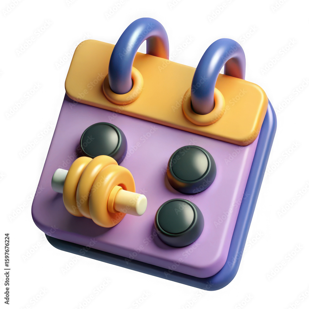 Poster stylized 3d calendar icon with playful design elements isolated on transparent background