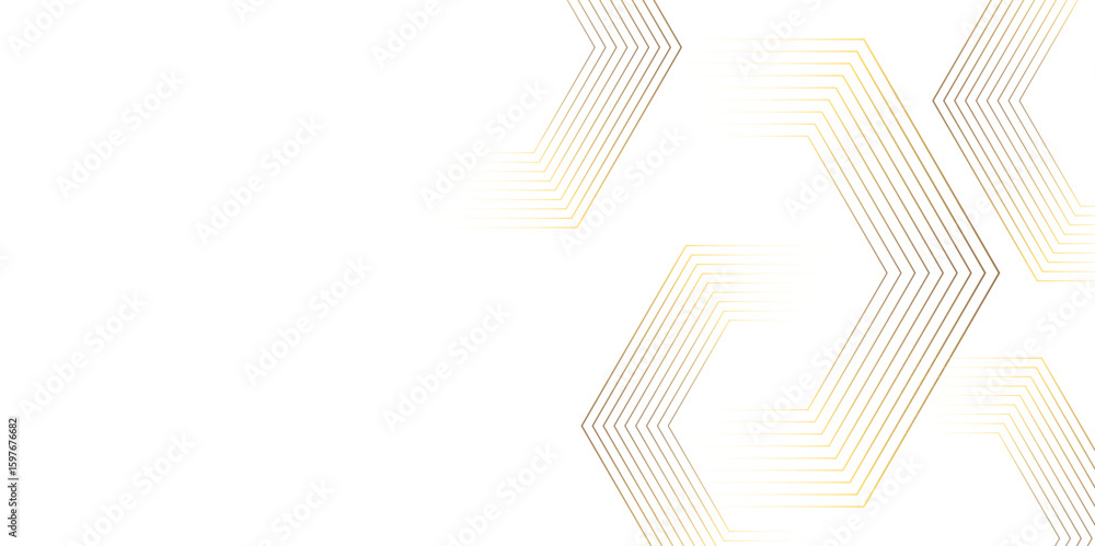 Poster abstract golden background with hexagons shape stock line texture and seamless pattern. modern patte