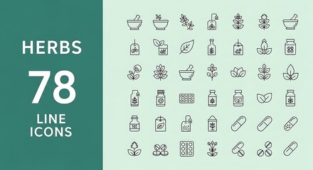 Herbal medicine and health icons herbs natural