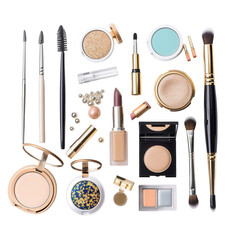 Cosmetic collection, various shades, brushes