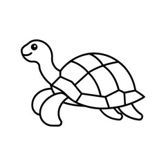 Minimalist turtle side view icon with curved neck and rounded shell, black outline vector illustration