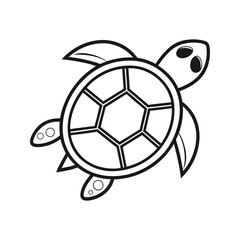 Turtle icon in minimalist outline design, side view with legs extended vector illustration