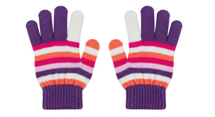 Isolated Knitted Striped Gloves