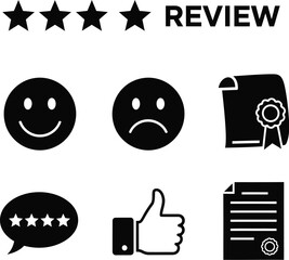 Understanding customer feedback: icons representing reviews, ratings, and satisfaction