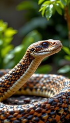 Fototapeta premium A lightwave 3d rendering of a snake in front of a background, the snake should be placed on the left side of the image