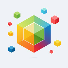 Cover template with vibrant perspective geometric prism shapes