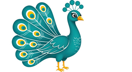 Isolated Cartoon Peacock