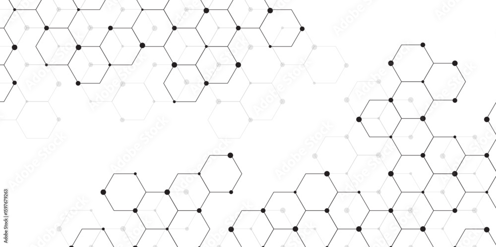 Poster molecular structure abstract tech background. geometric white background. vector banner design with 