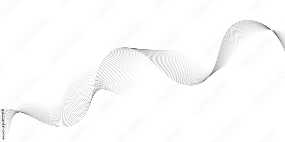 Fototapete Abstract grey, white smooth element swoosh speed wave modern stream background. Wave with lines created using blend tool. Abstract frequency sound wave lines and twisted curve lines background.	