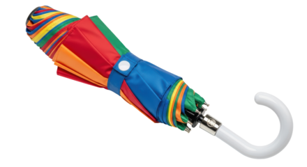 Isolated Folded Colorful Umbrella