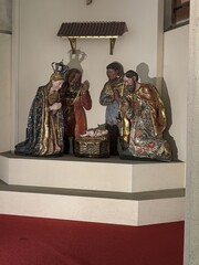 Nativity scene with polychrome wooden sculptures in Burgos Cathedral