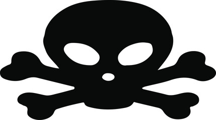 Skull and crossbones icon on black background  illustration