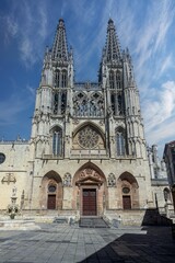 Fototapeta premium Front view of Burgos Cathedral showing the Sarmental entrance and twin towers