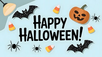 Adorable my first halloween design featuring smiling pumpkins a friendly ghost and festive bats