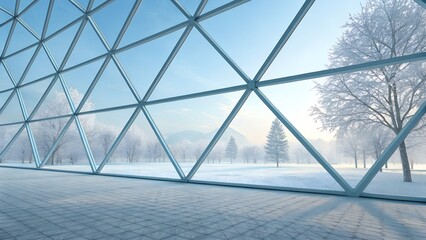 Futuristic Minimal Abstract Grid in Icy Tones Digital Art