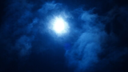 The moon night view with the round and white moon in the sky