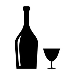 silhouette a bottle and glass