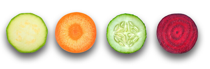 sliced vegetables isolated on transparent background