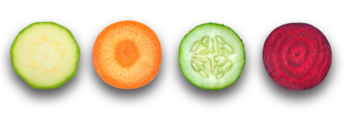 sliced vegetables isolated on transparent background