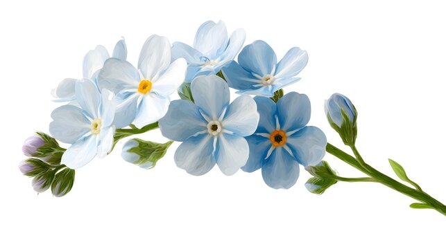 A Detailed Minimalist Alpine Forget Me Not Icon Rendered in Elegant Botanical Vector Style with Immaculate White Background