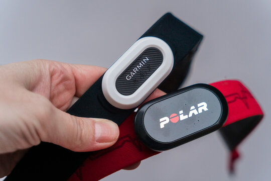 02.01.2024 Ukraine, Kyiv: Garmin vs Polar heart rate monitor
