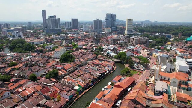 Melaka, Malaysia - Historic portuguese city melaka malacca malaysia river and promenade view