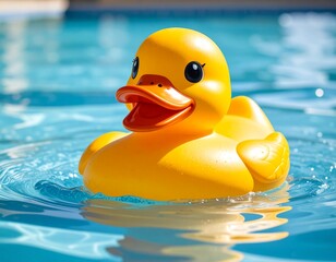 A rubber duck floating pose