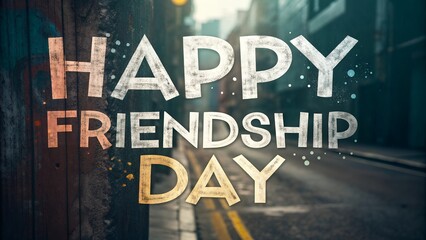 Celebrate Happy Friendship Day with stylish text effect on urban backdrop