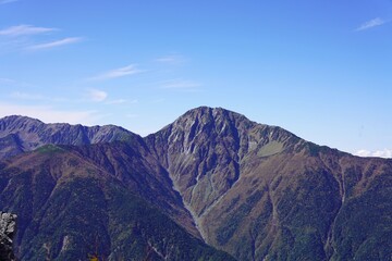 南アルプス　鳳凰三山から望む北岳と間ノ岳　