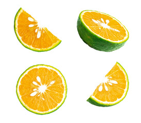 fresh orange slices on transparent background.
