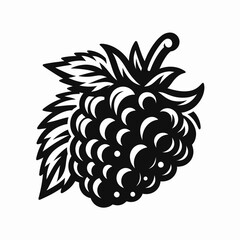 Raspberry. Cartoon Minimal Logo Clipart Silhouette Vector Line Art Illustration. Orchard berry a healthful edible garden fruit cultivation option.