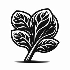 Spinach. Cartoon Minimal Logo Clipart Silhouette Vector Line Art Illustration. Leafy greens vital for health a veggie ideal nourishment and vitality.
