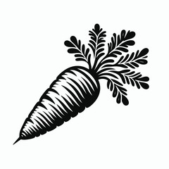 Carrot. Cartoon Minimal Logo Clipart Silhouette Vector Line Art Illustration. Orange root crop a healthy vegetable for eating with nutrition benefit.