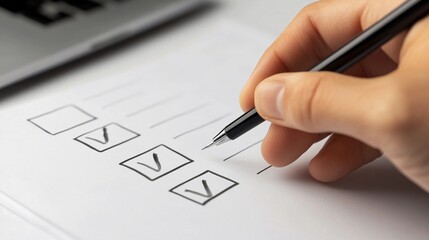 Hand Marking Checklist on Paper