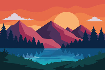 sunset in the mountains