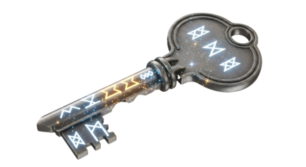 Ornate Key With Celestial Symbols ancient