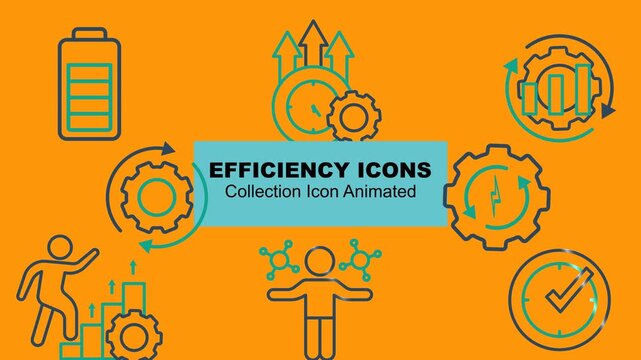 Efficiency icon collection animated. contains effective animated icons, real time, multitasking, and more. animated icon related to business. alpha channel, transparent background