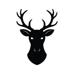 Naklejka premium Silhouette vector of a reindeer head with large antlers for winter forest wildlife and festive art Vector illustration